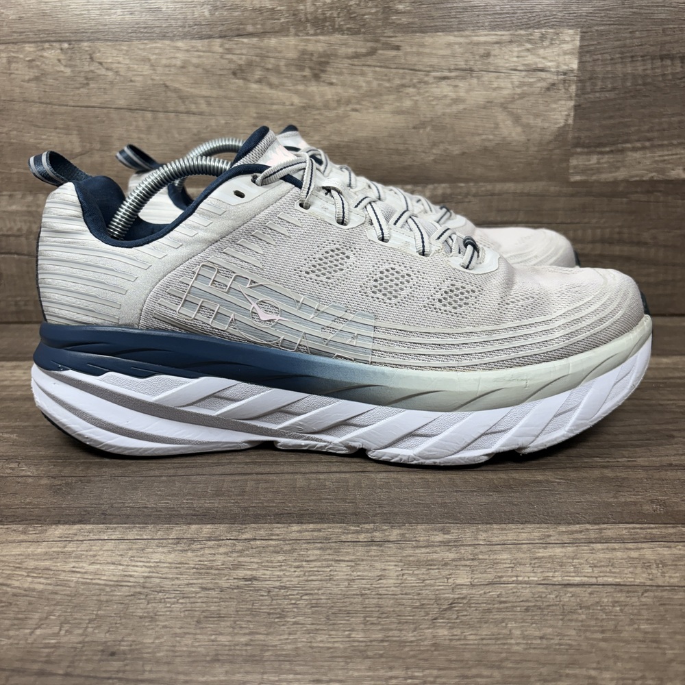 Hoka Bondi 6 Gray Blue Womens US Size 12 Wide 1019272 LRNC Running Shoes